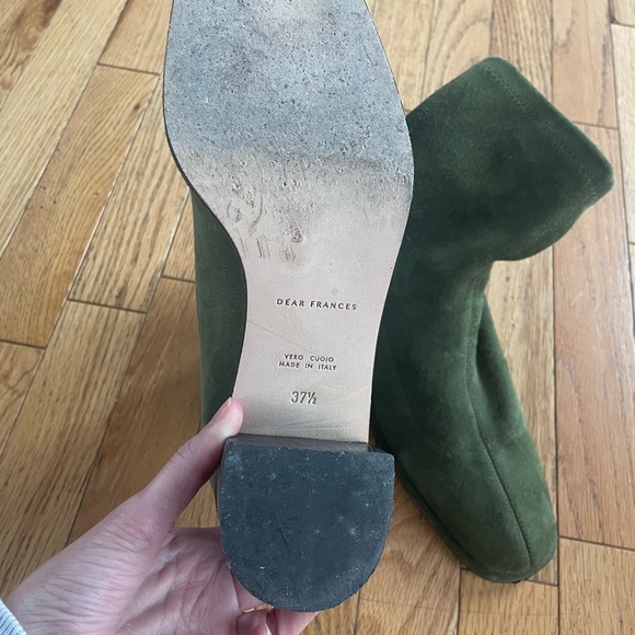Dear Frances Iris Boot • Ankle Sock Bootie • Moss Green Suede • 37.5 7.5 • $700 - Picture 7 of 9